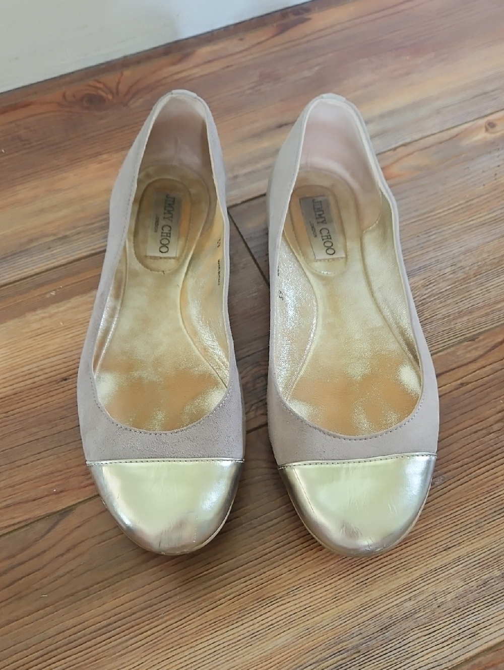 Jimmy Choo Metallic Cap Toe Flats